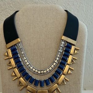 Stella & Dot Gold and Blue Geometric Necklace